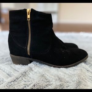 Gold Zipper Ankle Booties